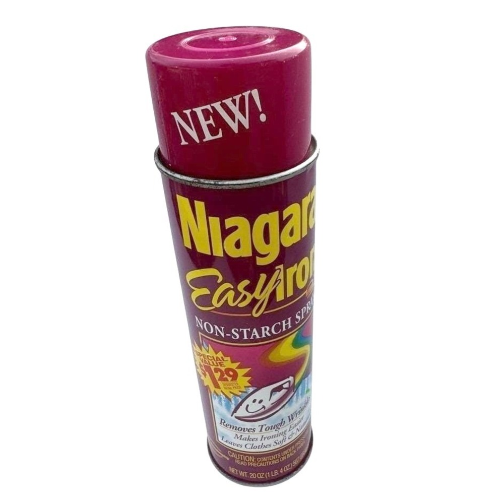VTG 1998 Niagara Easy Iron Non-Starch Spray Magenta Can $1.29 Label Full